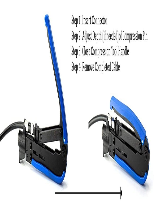 THE CIMPLE CO أداة ضغط الكابلات المحورية من شركة سيمبل - ضغط كابلات RG59 وRG6 وRG7 وRG11 لموصلات F81 / RF - طول ونوع قابلان للتعديل، لجميع الموصلات المصنعة تقريبًا - Image 3